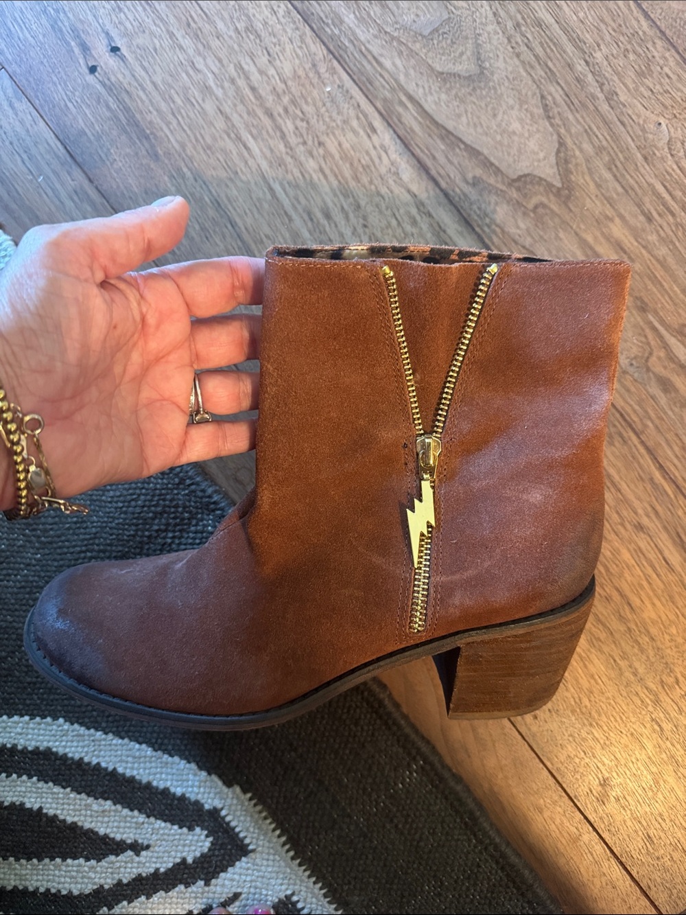 Betsey Johnson Brushed Women's Suede Ankle Boot in Rust Worn Look